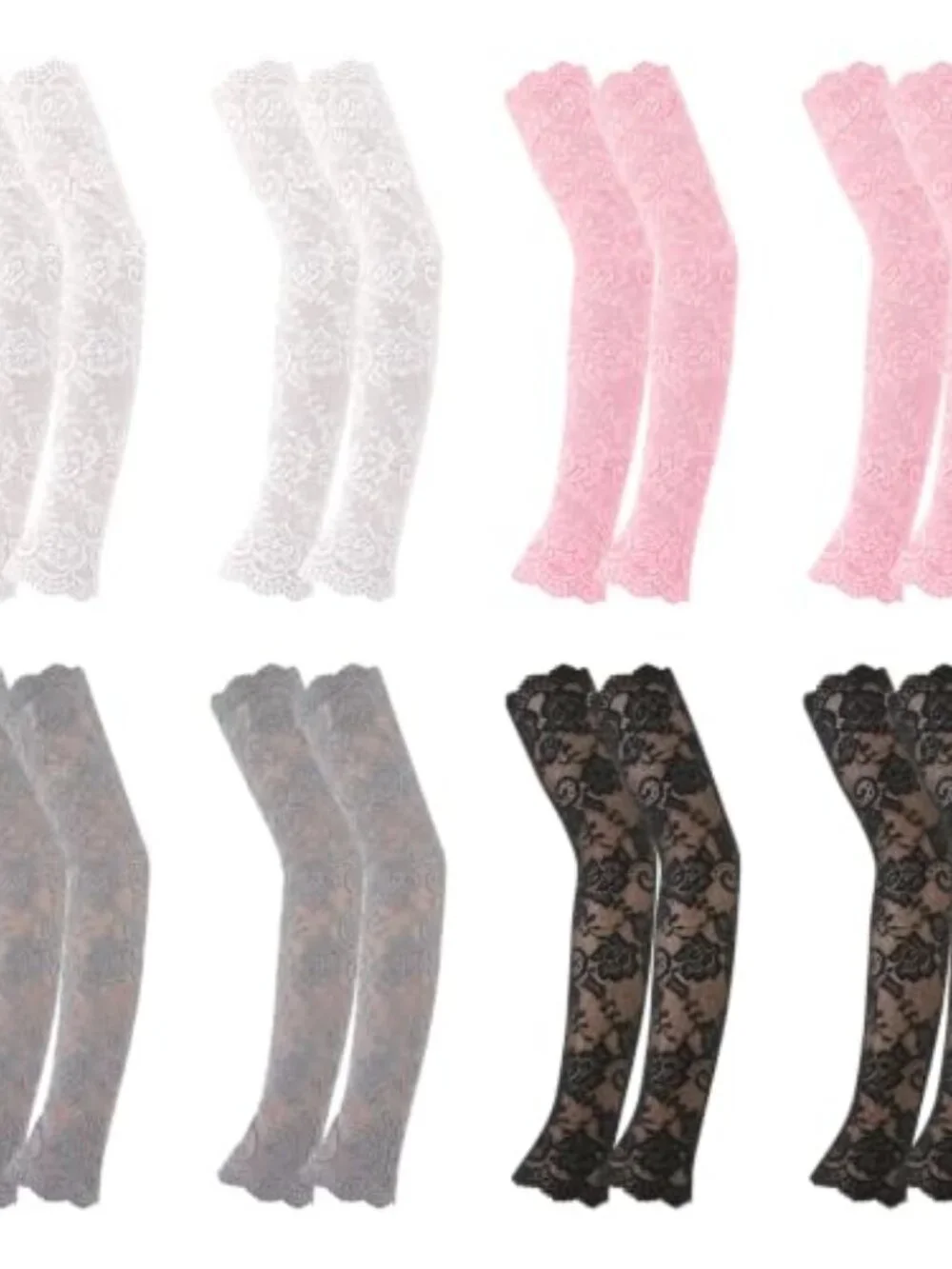 8 Pairs Lace Arm Sleeves for Women, Elbow Length, Floral Hollow, Soft Stretch